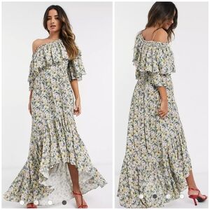 Mango MNG floral one-shoulder maxi dress size 4